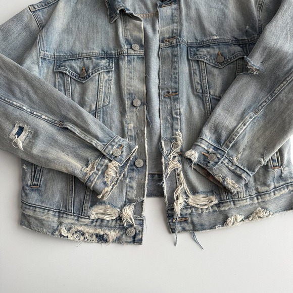 Ralph Lauren Denim & Supply Distressed Patchwork Faded Denim Trucker Jacket XL - Picture 5 of 14